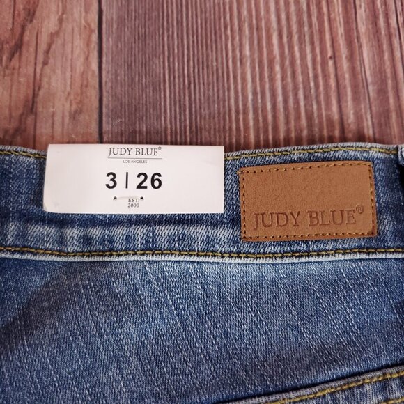 NWT Judy Blue Womens Size 3/26 Skinny Fit Blue Denim Jeans Ankle Slit - Picture 11 of 15